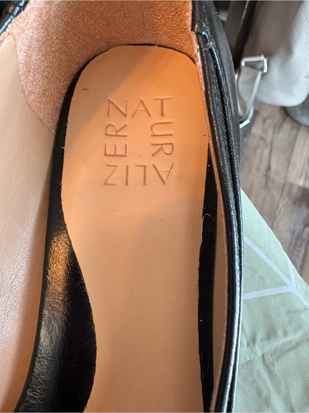 Naturalizer Black Square-Toe Leather Flats